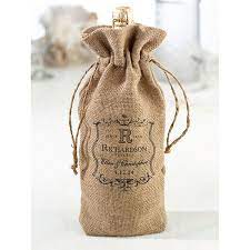 Personalized Burlap Wine Bottle Bag Ideias