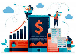 Mobile Business And Investment Check Device Accounting Apps And Software For Improving Company Performance Flat Character Vector Illustration For Landing Page Mobile Business Business Investment Vector Illustration