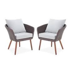 Hampton Bay Tolston Wicker Outdoor Patio Stationary Lounge Chairs With Charcoal Cushions 2 Pack Lg19189 2pc The Home Depot Wicker Patio Chairs Lounge Chair Outdoor Alaterre Furniture