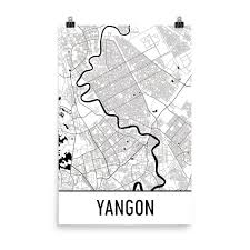 🌏 map of myanmar, satellite view. Yangon Myanmar Street Map Poster Wall Print By Modern Map Art