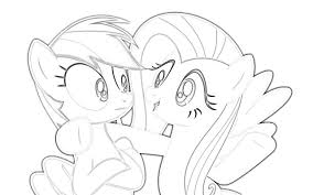 Rainbow Dash And Fluttershy My Little Pony Coloring Coloring Pages Cross Coloring Page