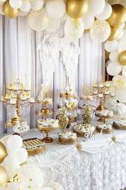 Gold And White Baptism Dessert Table Baptism Dessert Table Baptism Desserts White Dessert Tables