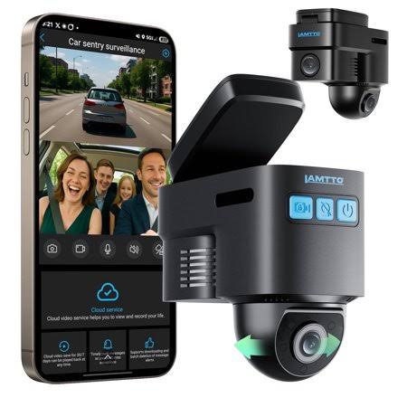 lamtto Dash Cam for Car, Wireless Dashcam Front and Inside 4G LTE Car Camera with Remote Live-View