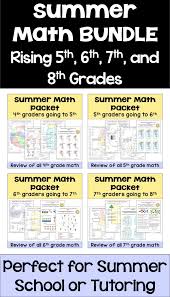 This Summer Math Bundle For Rising 5th 6th 7th And 8th Graders Has Many Different Worksheets And Lots Of Activiti Summer Math Summer Math Packet Math Packets