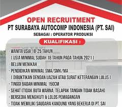 Mampu bekerja secara mandiri dan team. Lowongan Operator Produksi Pt Surabaya Autocomp Indonesia 2021