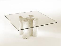 Stone coffee tables can be long and rectangular and consist of a thin layer of stone to decorate the top of the frame. Coffee Table With Square Top In Glass Stone Base Idfdesign