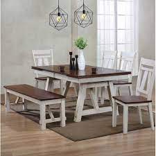 August Grove Keturah 6 Piece Extendable Dining Set Reviews Wayfair Farmhouse Dining Dining Table With Bench Farmhouse Dining Table