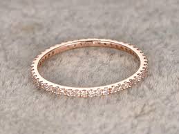 This collection of thin, feminine diamond bands includes. Full Eternity Band Diamond Wedding Ring Solid 14k Rose Gold Anniversar Popring