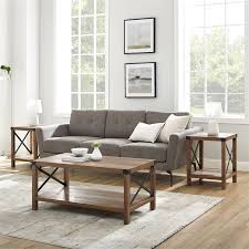 The nuevo catrine rectangular coffee table is a clean and modern addition to your living room setup. Walker Edison 3 Piece Rustic Wood And Metal Coffee Table Set In Rustic Oak Gro40mxctro
