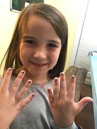 Got our nails in and I did Macie's nails! Not bad for the first time! She  likes them and she got lots of compliments at school today