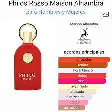 Maison Alhambra - Philos Rosso Las Notas de Salida son frambuesa y lim&oacute;n  siciliano (lima siciliana) Las Notas de Coraz&oacute;n son jazm&iacute;n y rosa Las Notas  de Fondo son &aacute;mbar, vainilla y