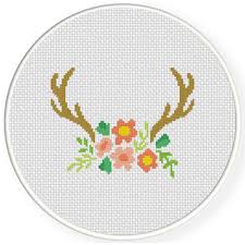 This pattern of purple pansies is a freebie that they offer on their website. Charts Club Members Only Antler Floral Cross Stitch Pattern Daily Cross Stitch