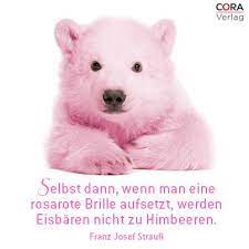 Selbst dann, wenn man eine rosarote Brille aufsetzt, werden Eisbären nicht  zu Himbeeren. (Franz Josef Strauß) | Ijsbeer, Beer
