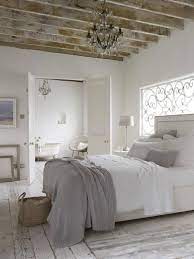 Neutral Serene Bedroom White Cream Gray Wood Simple Modern Bedroom Rustic Wood Beams Home Chic Bedroom Beautiful Bedrooms