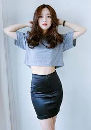 Jupe Serre Noir Overdized Crop Top Gris Dlinnye Volosy Volosy Koreya