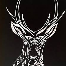 Black And White Deer Picture Black And White Deer Drawing By Cathy Jacobs This Is A Deer Face Sketch With A Butterfly Made From Forest Leaves Deer Drawing Drawings Black And White