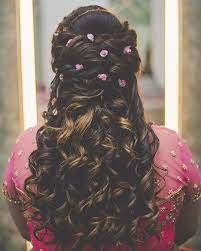 If you don't want to make it very ott with massive flowers, you can add a gajra around the bun like in this picture along. Wedding Hairstyles Bridal Hairstyle For Wedding Reception