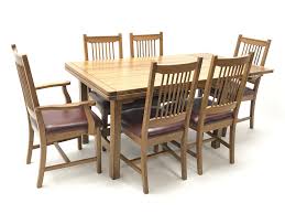 Available in a range of sizes, our kitchen and dining room tables can seat as few or as many as you like—from the cozy table tucked in the corner of your kitchen to the extension table with leaf that easily seats up to ten guests. Sherry Furniture Light Oak Drawer Leaf Extending Dining Table 90cm X 134cm Closed 212cm Extended H76cm And Set Six 4 2 Dining Chairs With Leather Upholstered Seats The Furnishings Sale