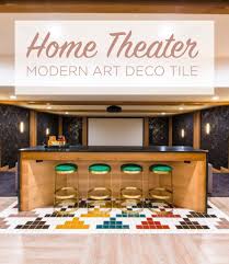 She installed that penny tile and black subway, the mirror and the vanities. Modern Art Deco Tile For Home Theaters Mercury Mosaics