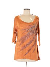 Details About Daytrip Women Orange 3 4 Sleeve Top M