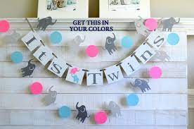 Twins Banner Twins Bunting Twins Baby Shoinswer Banner Etsy Twin Baby Shower Decorations Twins Baby Shower Baby Shower Decorations