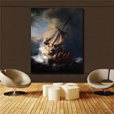 Jesus calms a storm on the sea of galilee. Classic Oil Painting The Storm On The Sea Of Galilee By Rembrandt Printed On Canvas Canvaspaintart