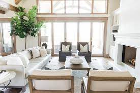 Watch my step by step tutorial for creating a wingback chair slipcover using drop cloth. Off White Leather Sofa With Dark Gray Wingback Chairs Transitional Living Room