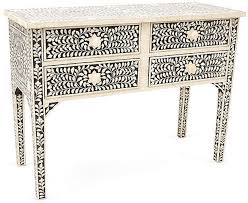 Black And White Inlay Console Table One Kings Lane Brianna Bone Inlay Console Black Ivory Inlay Furniture Console Table Living Room Entry Furniture