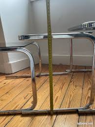 Tables gigognes vintage chrome verre fumé - style Milo ...