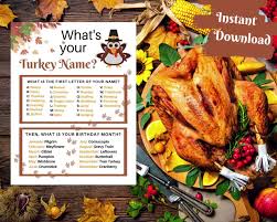 Check spelling or type a new query. Thanksgiving Party Game Whats Your Turkey Name Game Turkey Etsy