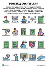 free football vocabulary worksheets esl vault