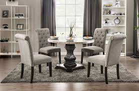 (4) centiar white side chair. Elfredo Dining Room Set W Light Gray Chairs By Furniture Of America Furniturepick