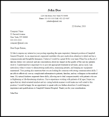 Professional Respiratory Therapist Cover Letter Sample Writing Guide Resume Now