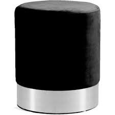 Black And White Ottoman Stool Black Round Velvet Ottoman Footstool Silver Base Velvet Ottoman Ottoman Footstool Ottoman