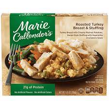 A delicious combination of white meat chicken, carrots, celery and peas in a golden, flaky crust. Roasted Turkey Breast Stuffing Marie Callender S