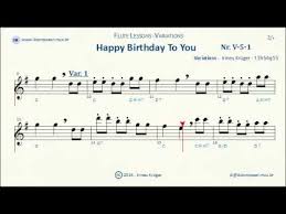 Free sheet music with guitar chords download. Flute Variation 01 Happy Birthday To You Youtube