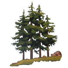 Pine Trees Hand Painted Metal Wall Art Metal Tree Wall Art Metal Tree Art Gallery Wall