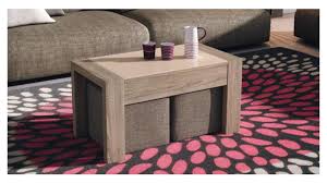 Toutes les tables bobochic sont d'une résistance haut. Table Basse Relevable Avec Poufs Saphira Couleur Chene Clair Dimensions 80 Cm