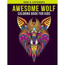 Wolf and mountains double exposure animals for coloring book or page. Awesome Wolf Coloring Book For Kids An Kids Coloring Book Of 30 Stress Relief Wolf Coloring Book Designs Paperback Walmart Com Walmart Com