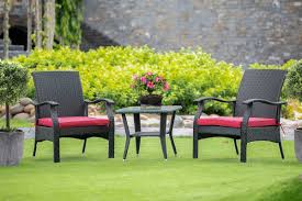 Free delivery and returns on ebay plus items for plus members. Dtl3c01b 3pc Outdoor Furniture Black Wicker Dining Set Includes A Patio Tea Table And 2 Balcony Backyard Armchair With Linen Fabric Cushion Small East West Furniture