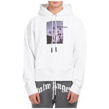Hoodie Palm Angels Stars And Palms Pmbb058f21jer0010110 Bianco Frmoda Com