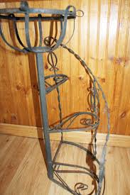 Vintage 1950 39 S Wrought Iron Metal Spiral Staircase Plant Stand Outdoor Metal Plant Stands Metal Plant Stand Vintage Metal