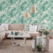 Papier Peint Avec Un Feuillage Vert Et Blanc Papier Peint Vinyle Papier Peint Jungle Papier Peint