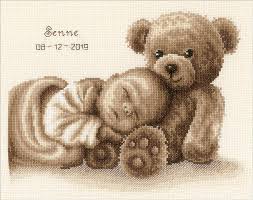 Witzy birth announcement counted cross stitch. Sweet Dreams Birth Record Counted Cross Stitch Kit