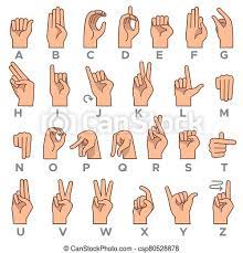 Mudo Asl Simbolos Letras Surdo Gesto Americano Alfabeto Deaf Mute Vetorial Mao Language Mudo Asl Simbolos Canstock