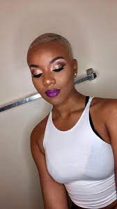 Bald Haircut Style And Makeup Inspiration For All You Daring Black Women Bald Haircut Short Natural Hair Styles Bald Look