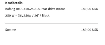 We used 0.013466 international currency exchange rate. Erledigt Bafang Rm G310 Hub Rear Drive Motor 250 W Pedelec Forum