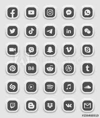 Popular Social Media Black White Modern 3d Icons Vector Set Facebook Youtube Instagram Whatsapp Social Media Social Media Icons Transparent Social Media Icons