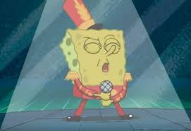 When spongebob and sandy are racing each other to the top of a cliff, at one point sandy thinks she's ahead, only to hear spongebob say i'd say i'm already halfway there *scratch* halfway there *scratch* halfway there. and discovers a record player he left on the ledge. Halftime Was A Disgrace To Spongebob Fans Everywhere