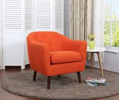 Chair is constructed of teak or walnut with a warm orange wool upholstery. Zia Accent Chair Orange Leon S